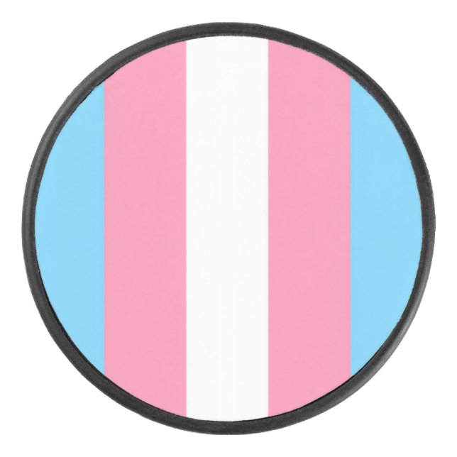 trans flag on hockey puck (Front)