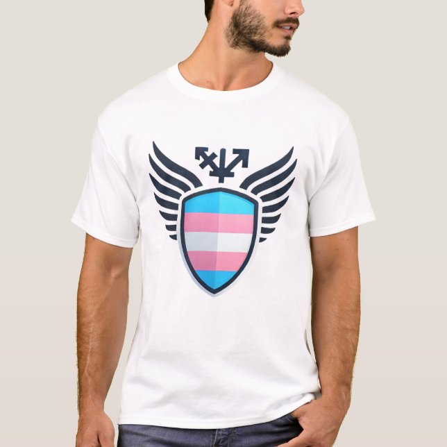 Trans flag shield t-shirt (Front)