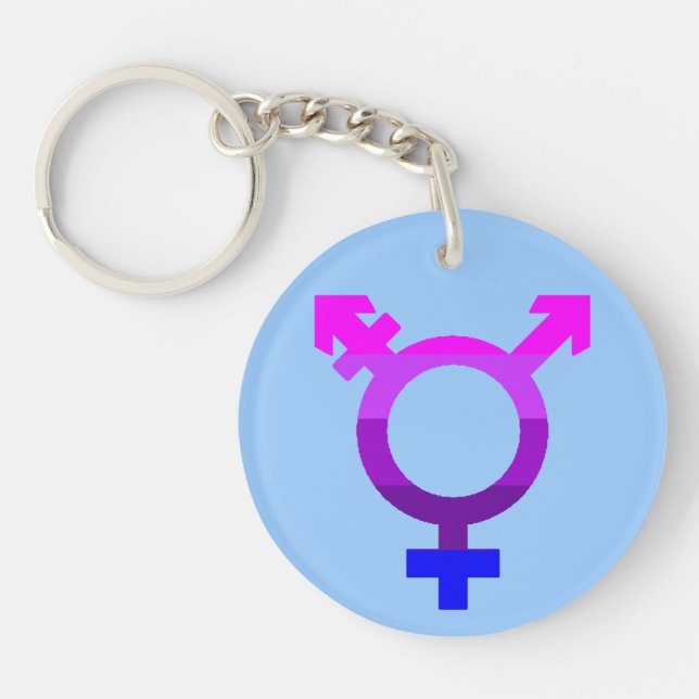 Trans Flag Symbol 2 Key Ring (Front)