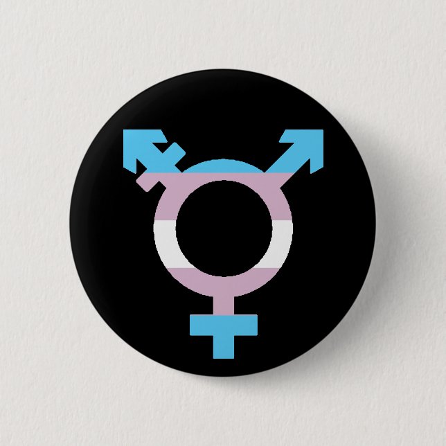 Trans Flag Symbol 6 Cm Round Badge (Front)
