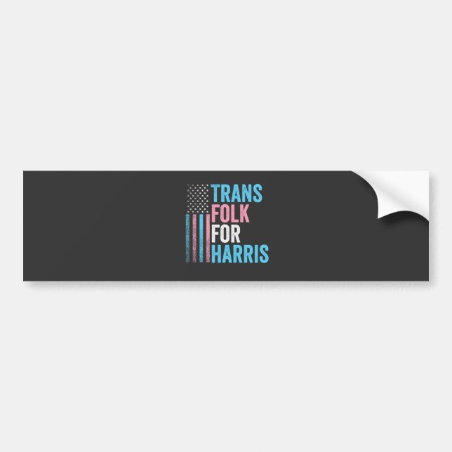 Trans Folk For Harris Election Transgender LGBT Bumper Sticker (Front)