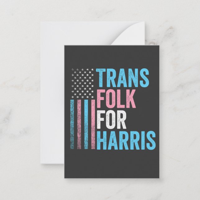 Trans Folk For Harris Election Transgender LGBT Card (Front)