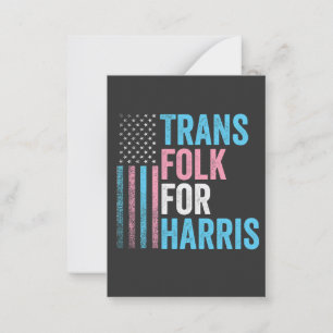 Trans Folk For Harris Election Transgender LGBT Card