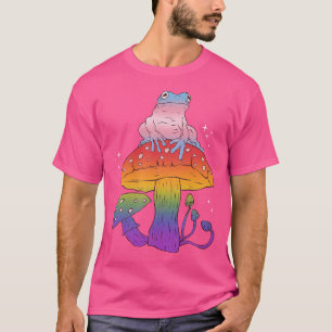 Trans Frog On Pride Mushroom Cottagecore Lgbt Flag T-Shirt