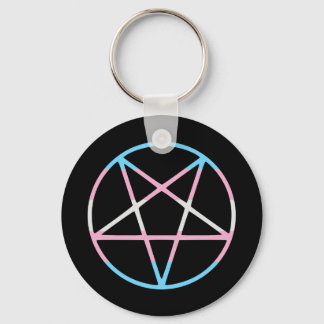 trans gay pride flag pentagram transgender key ring