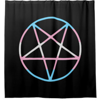 trans gay pride flag pentagram transgender shower curtain