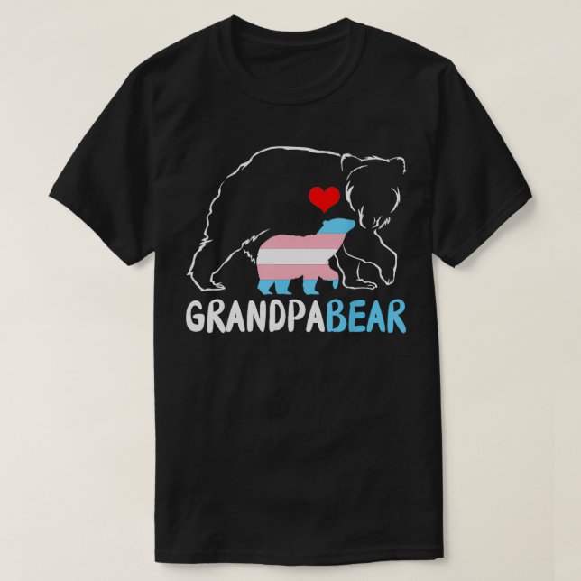 Trans Grandpa Bear Proud Dad Rainbow Transgender F T-Shirt (Design Front)