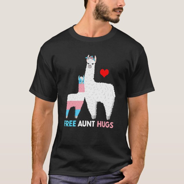 Trans Llama Free Aunt Hugs Proud Ally Transgender  T-Shirt (Front)