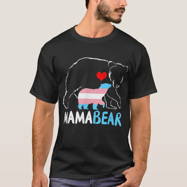 Trans Mama Bear Proud Mum Rainbow Transgender Moth T-Shirt (Front)