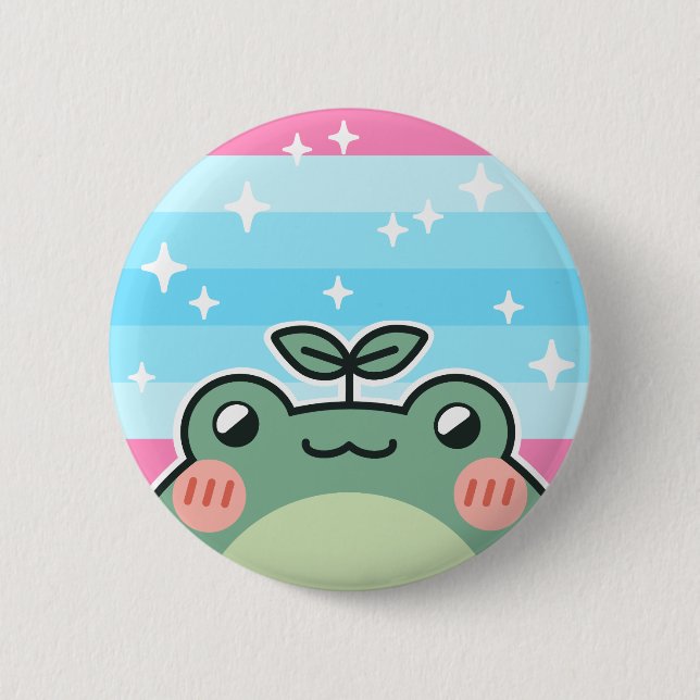 Trans Masculine LGBT Pride Flag Frog 6 Cm Round Badge (Front)