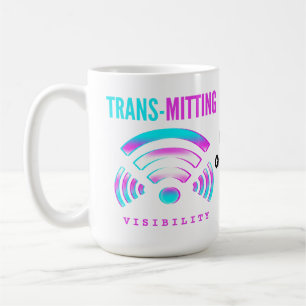 Trans-mitting Visibility Modern Glitch Transgender Coffee Mug