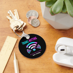 Trans-mitting Visibility Modern Glitch Transgender Key Ring