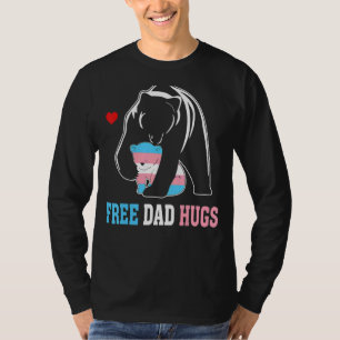 Trans Papa Bear Free Dad Hugs Rainbow Transgender T-Shirt