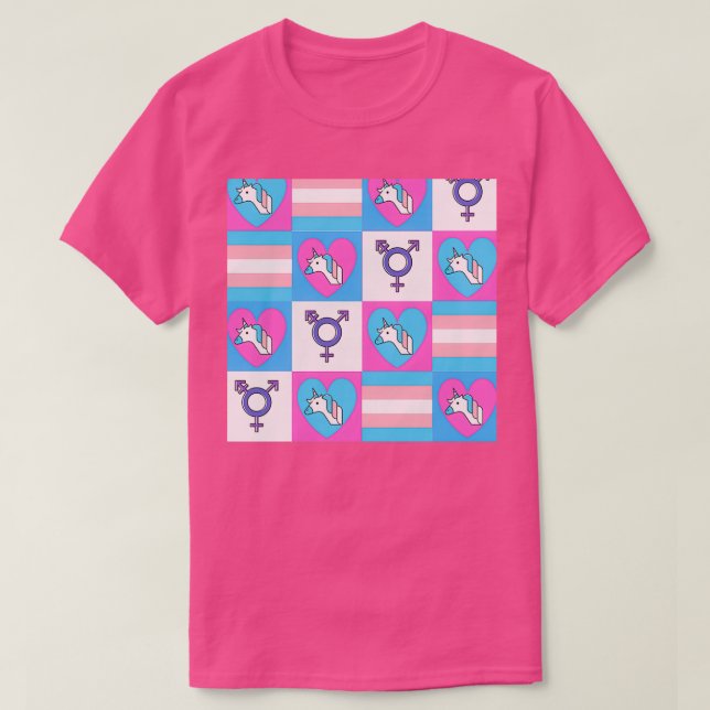 Trans Patern in Trans Pride Flag Colours LGBT Tran T-Shirt (Design Front)