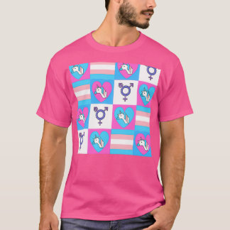 Trans Patern in Trans Pride Flag Colours LGBT Tran T-Shirt