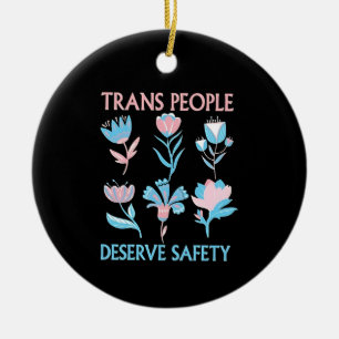 Trans People Deserve Safety Pride Month LGBTQ Ceramic Tree Decoration