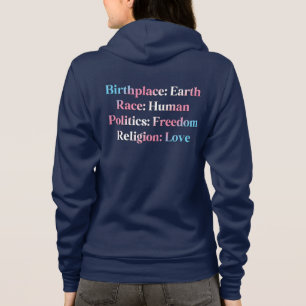 Trans Pride - Birthplace: Earth. Race: Human Hoodie