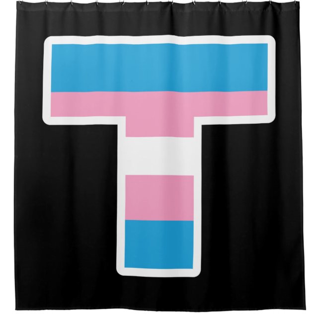 Trans Pride Capital T Shower Curtain (Front)
