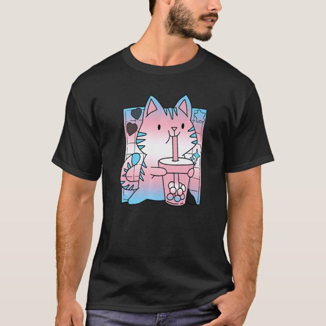 Trans Pride Cat  Cat Mum Lgbt Gay Lgbtq Pride Mont T-Shirt (Front)