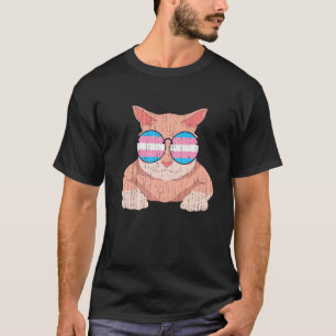 Trans Pride Cat Cool Sunglasses Transsexual Flag T T-Shirt