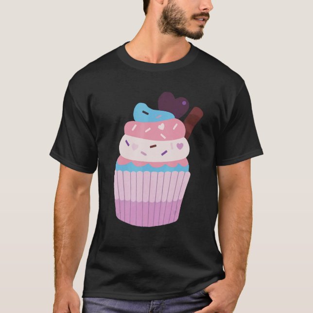 Trans Pride Chibi Cupcake Transgender T-Shirt (Front)
