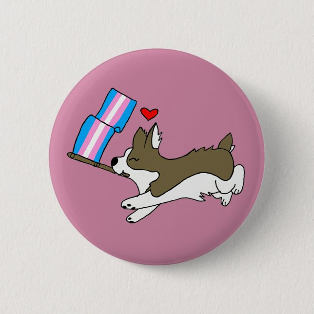 Trans Pride Corgi Pin (Front)