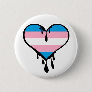 Trans Pride Dripping Heart 6 Cm Round Badge