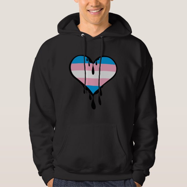 Trans Pride Dripping Heart Hoodie (Front)