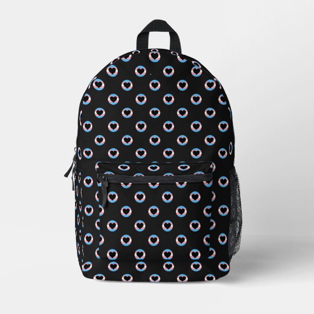 Trans Pride Flag Heart Pattern Transgender Pride Printed Backpack (Front)