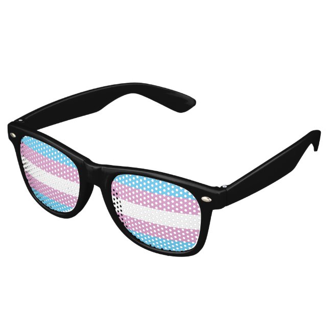 Trans Pride Flag Retro Sunglasses (Angled)