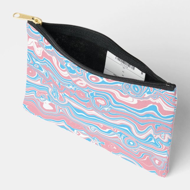 Trans Pride Flag Trippy Boho Groovy Wavy Stripes Accessory Pouch (Open)