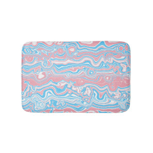 Trans Pride Flag Trippy Boho Groovy Wavy Stripes Bath Mat