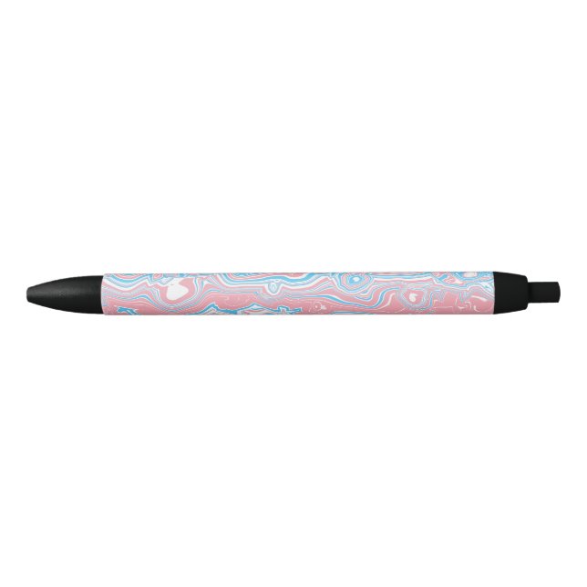 Trans Pride Flag Trippy Boho Groovy Wavy Stripes Black Ink Pen (Front)