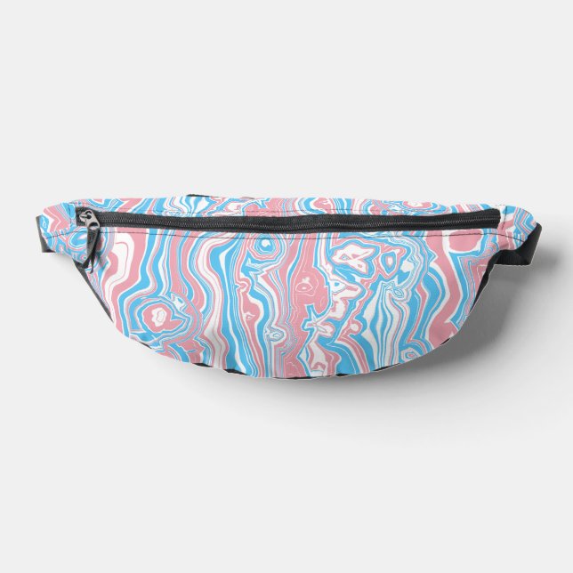 Trans Pride Flag Trippy Boho Groovy Wavy Stripes Bum Bags (Lay Down)