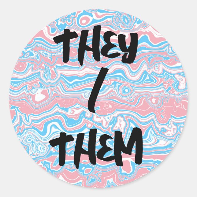Trans Pride Flag Trippy Boho Groovy Wavy Stripes Classic Round Sticker (Front)