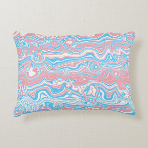 Trans Pride Flag Trippy Boho Groovy Wavy Stripes Decorative Cushion