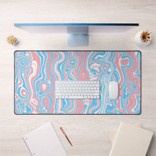 Trans Pride Flag Trippy Boho Groovy Wavy Stripes Desk Mat