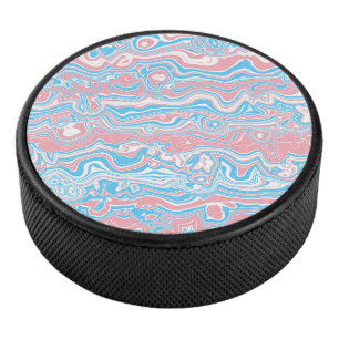 Trans Pride Flag Trippy Boho Groovy Wavy Stripes Hockey Puck