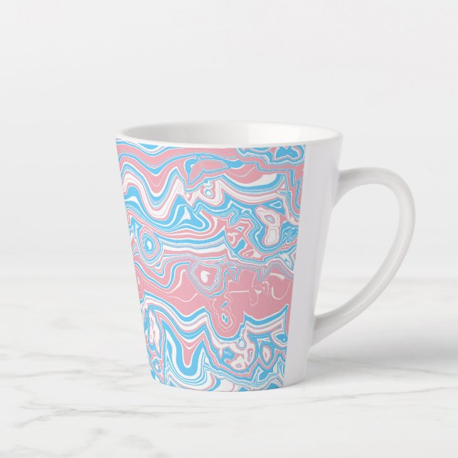 Trans Pride Flag Trippy Boho Groovy Wavy Stripes Latte Mug (Right)