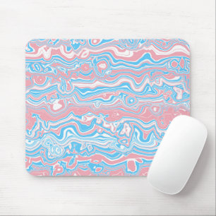 Trans Pride Flag Trippy Boho Groovy Wavy Stripes Mouse Mat
