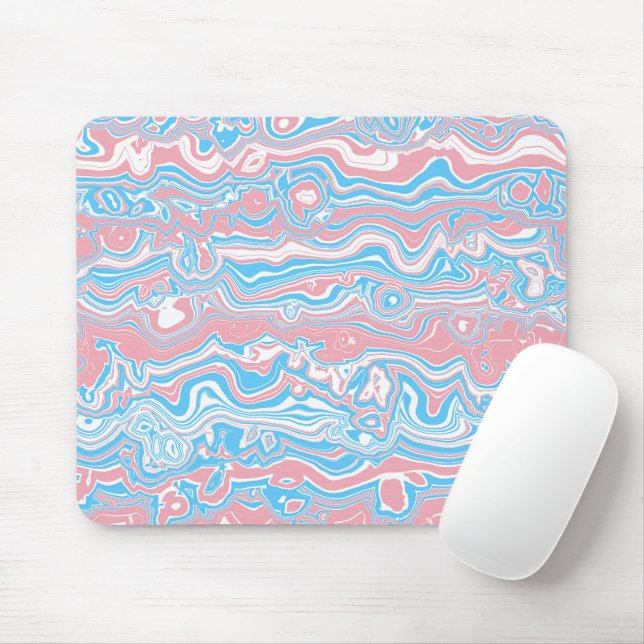 Trans Pride Flag Trippy Boho Groovy Wavy Stripes Mouse Mat (With Mouse)