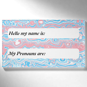 Trans Pride Flag Trippy Boho Groovy Wavy Stripes Name Tag