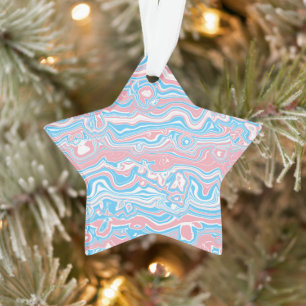 Trans Pride Flag Trippy Boho Groovy Wavy Stripes Ornament