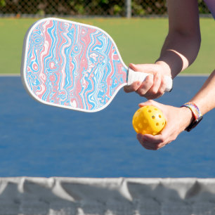 Trans Pride Flag Trippy Boho Groovy Wavy Stripes Pickleball Paddle