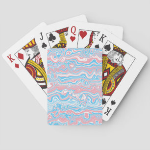 Trans Pride Flag Trippy Boho Groovy Wavy Stripes Playing Cards