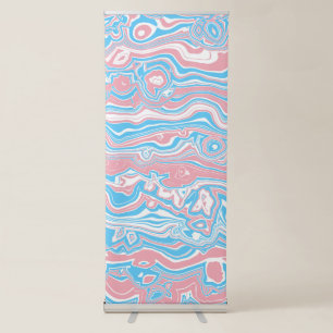 Trans Pride Flag Trippy Boho Groovy Wavy Stripes Retractable Banner