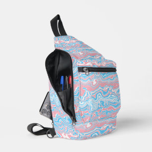 Trans Pride Flag Trippy Boho Groovy Wavy Stripes Sling Bag