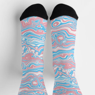 Trans Pride Flag Trippy Boho Groovy Wavy Stripes Socks