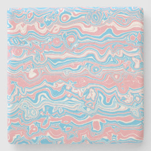 Trans Pride Flag Trippy Boho Groovy Wavy Stripes Stone Coaster