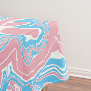 Trans Pride Flag Trippy Boho Groovy Wavy Stripes Tablecloth